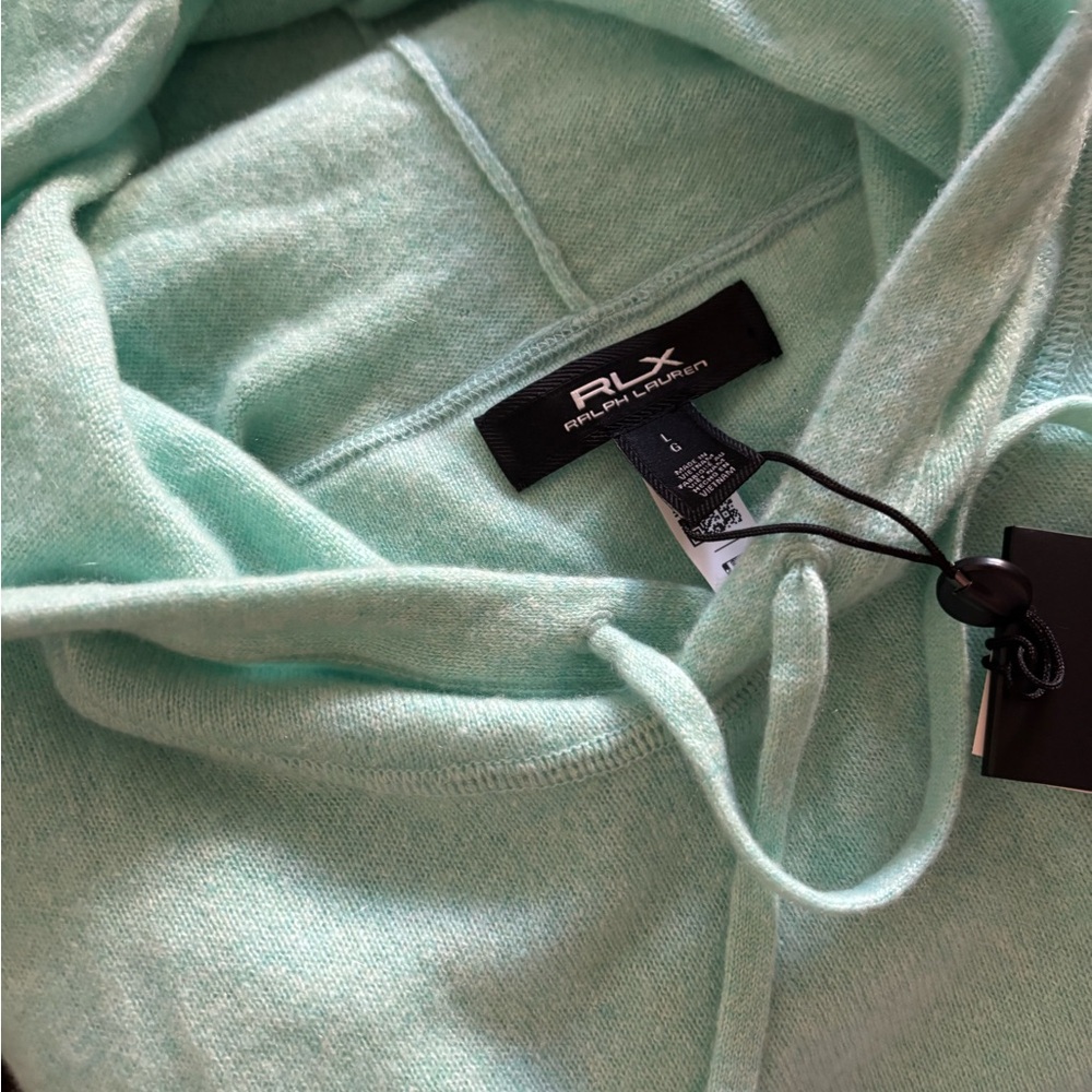 Ralph Lauren RLX Cashmere Light Blue/ Green Men's Sweater Hoodie - Picture 16 of 16